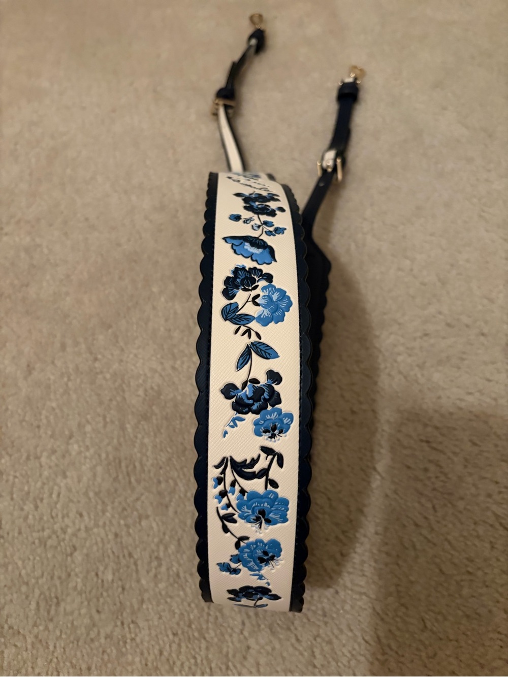 Kate Spade Floral Vase PVC Leather Bag Strap — Blue Embroidered - Picture 3 of 5